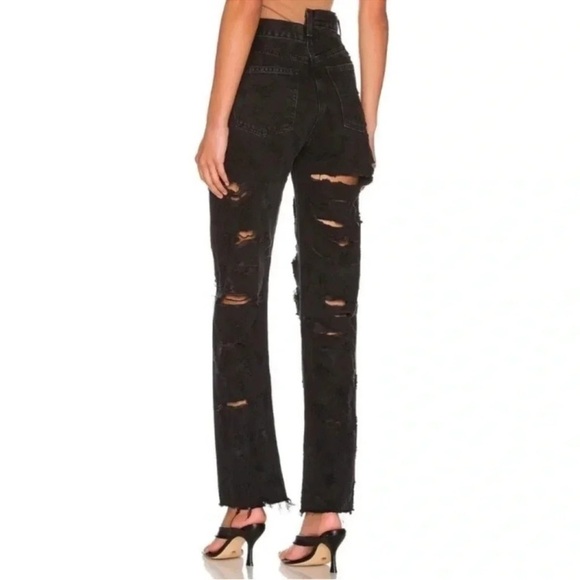 NWT AGOLDE Criss Cross Straight Jeans High Rise Denim Black Feverish 32 - Picture 5 of 15